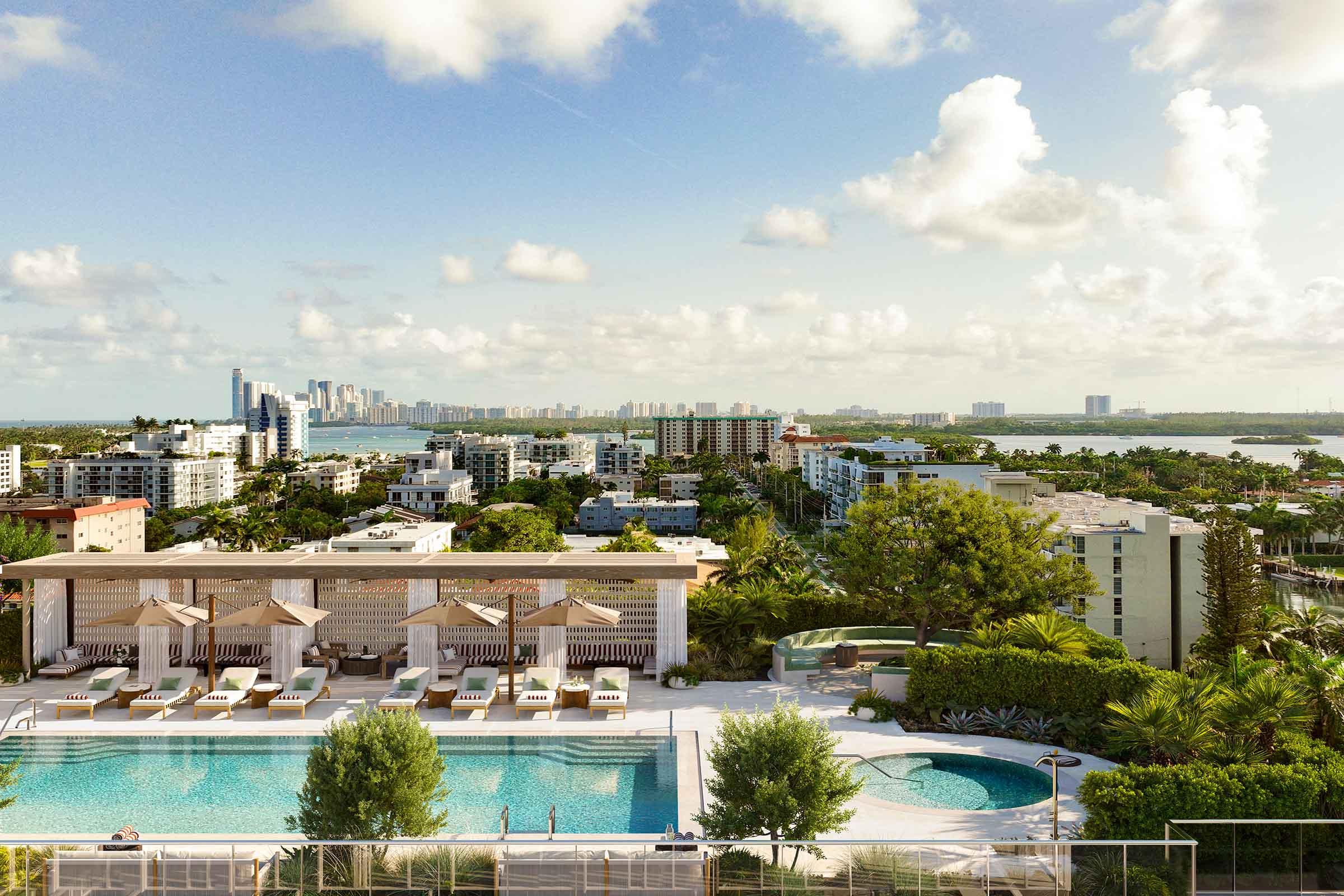 Rendering of THE WELL Bay Harbor Islands Rooftop Pool Deck